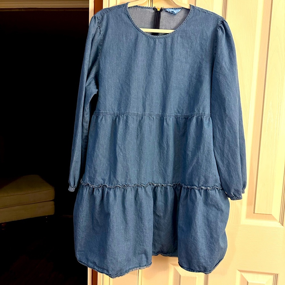 Draper James denim tiered mini dress XXL It has pockets!!!